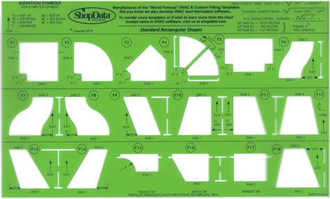 sheet metal duct shape template